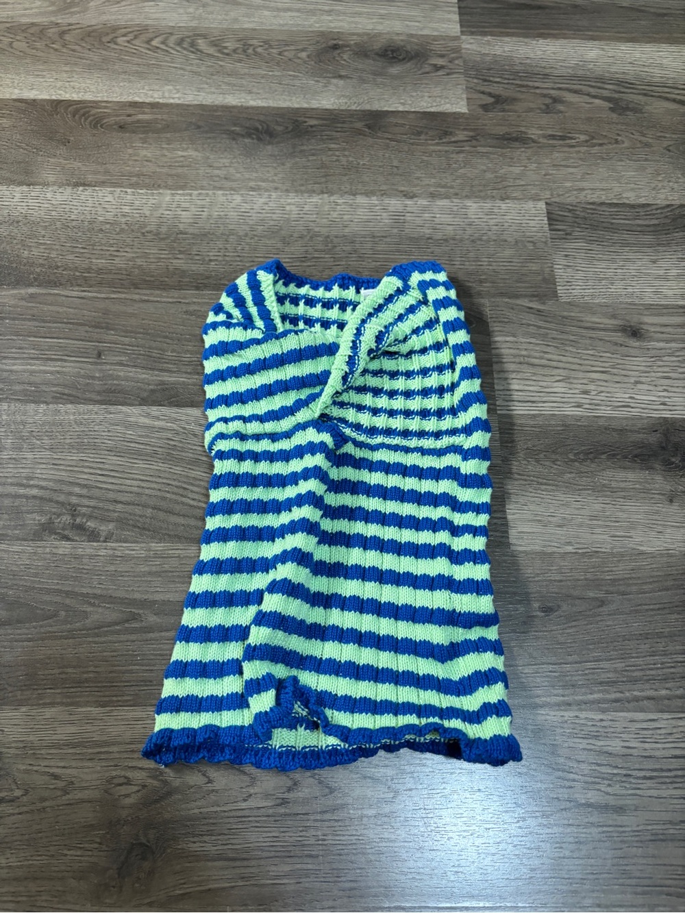 Amazon Blue and Lime Striped Crop Top